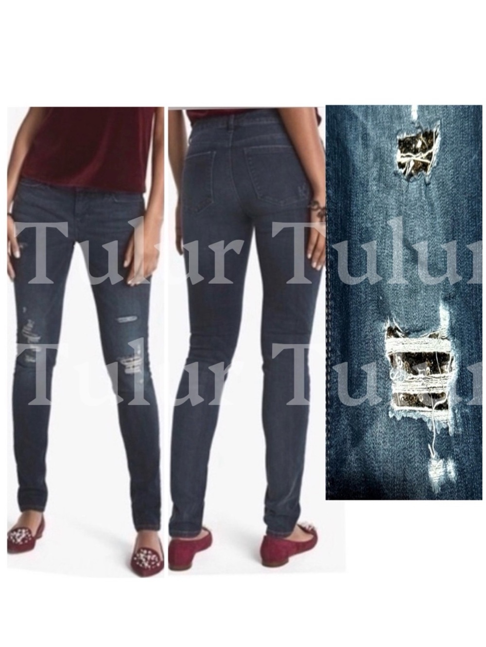 WHBM Sequin Skinny Jeans 4